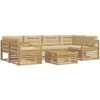 vidaXL Buiten bank set 7 st Wit en Beige Polyester