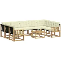 vidaXL Buiten bank set 10 st Wit en crèmekleurig
