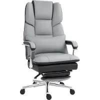 HOMCOM -Bürostuhl-Kunstleder, Schaumstoff-63L x 71B x 123-129H cm-Grau