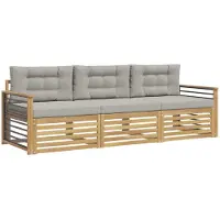 vidaXL Buiten bank set 3 st Wit en Lichtgrijs Polyester