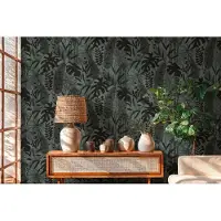 A.S. Création MONSTERA EN PALMBLAD BEHANG | Subtiel glanzend - Blauw Zwart - Cuba II