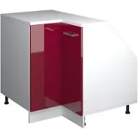 Vicco R-Line Hoekkeukenkast voor schuine wand – 75.6 cm met 1 deur, kastromp 60 cm diepte Rode hoogglans
