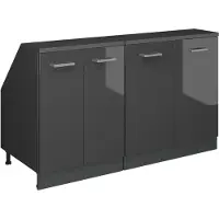 Vicco R-Line Keukenkast voor schuine wand – 140 cm Set van 2 kastrompen 60 cm diepte Antraciet Hoogglans