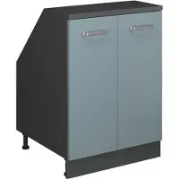 Vicco R-Line Keukenkast voor schuine wand – 60 cm met 2 deuren, kastromp 60 cm diepte Blauw-grijs