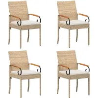 vidaXL Tuinstoelen 4 st Beige en Crème Wit Poly Rattan en Acacia