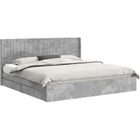 vidaXL Bedframe met opbergruimte en hoofdbord Betongrijs 200 x 200 cm
