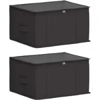 vidaXL Opbergdoos met transparant bovenraam 2 pcs Antracietkleurig
