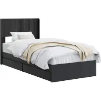 vidaXL Bedframe met opbergruimte en hoofdbord Zwart 100 x 200 cm