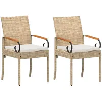 vidaXL Tuinstoelen 2 st Beige en Crème Wit Poly Rattan en Acacia