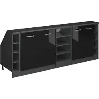 Vicco R-Line Keukenkast voor schuine wand – 210 cm Set van 5 kastrompen 60 cm diepte Zwart hoogglans