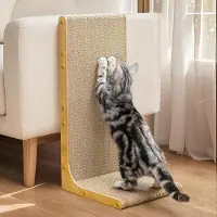 OEM Kartonnen kattenplank, 58 cm lang, L-vormig, voor wandmontage, schuine kattenladder, duurzame kartonnen constructie voor grote huisdieren.