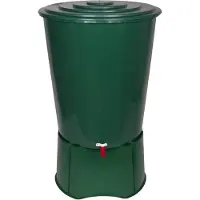 Markenlos Kunststof regenwateropvangvat met een inhoud van 310 liter - groene, stevige kraan met veiligheidsslot