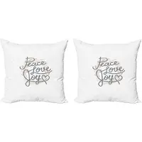 Abakuhaus Joy Decoratieve Kussenhoes, Set van 2, Tekst "Love Joy", 45x45 cm, Beige/Grijs