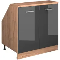 Vicco R-Line Keukenkast voor schuine wand – 80 cm met 2 deuren, kastromp 60 cm diepte Antraciet Hoogglans