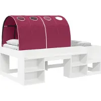 vidaXL Bed met Tunnel met plank 3 st Wit en Rood Bewerkt hout