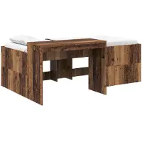 vidaXL Kinderhoogslaper met bureau Oud hout 75 x 190 cm Bewerkt hout