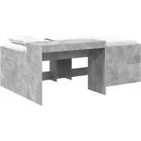 vidaXL Kinderhoogslaper met bureau Betongrijs 75 x 190 cm Bewerkt hout