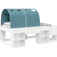 vidaXL Bedframe met Tunnel 3 st Wit en Lichtblauw Bewerkt hout