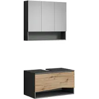 Vicco Badkamermeubelset Willow Artisanaal eiken/Antraciet 2-delig, Model 59894