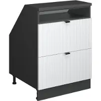 Vicco R-Line Keukenkast voor schuine wand – 60 cm met 2 laden, kastromp 60 cm diepte Witte golf