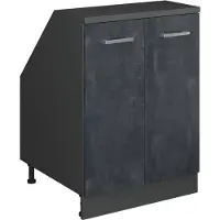 Vicco R-Line Keukenkast voor schuine wand – 60 cm met 2 deuren, kastromp 60 cm diepte Zwart beton