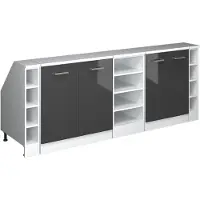 Vicco R-Line Keukenkast voor schuine wand – 210 cm Set van 5 kastrompen 60 cm diepte Antraciet Hoogglans