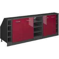 Vicco R-Line Keukenkast voor schuine wand – 210 cm Set van 5 kastrompen 60 cm diepte Rode hoogglans