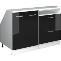 Vicco R-Line Keukenkast voor schuine wand – 120 cm Set van 2 kastrompen 60 cm diepte Zwart hoogglans