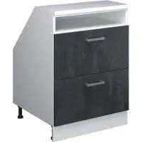 Vicco R-Line Keukenkast voor schuine wand – 60 cm met 2 laden, kastromp 60 cm diepte Zwart beton