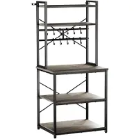 Vevor Keukenrek, 600 mm breed, keukenstandaard met X-vormige ondersteuningsbalk, 12 S-vormige haken, dubbel laag bovenste plank, koffiebarstandaard voor borden en kommen, kruidenflesjes