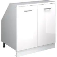 Vicco Rion Kast voor schuine wand – 80 x 81.6 cm met 2 deuren, kastromp 60 cm diepte Wit Hoogglans