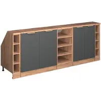 Vicco R-Line Keukenkast voor schuine wand – 210 cm Set van 5 kastrompen 60 cm diepte Antraciet-goud