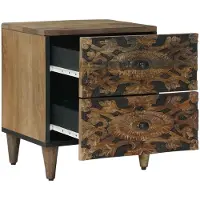 vidaXL Nachtkastje met lade Bruin 40 x 33,5 x 46 cm Massief Mango Hout
