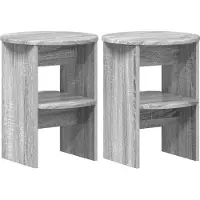 vidaXL Bijzetkast 2 st Grijze Sonoma Ø40 x 50 cm Geconstrueerd hout
