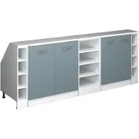 Vicco R-Line Keukenkast voor schuine wand – 210 cm Set van 5 kastrompen 60 cm diepte Blauw-grijs