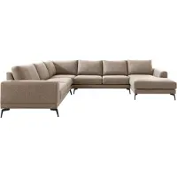 Profijt Meubel Hoekbank links Flandria bruin basic comfort | U-vorm | Stof | Lengte: 276cm | Breedte: 357cm | Hoogte: 84cm