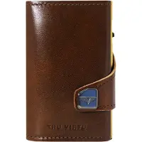 Tru Virtu Leren Kaarthoes Click & Slide Wallet Florence Chocolate / Gold Bruine Veelkleurig