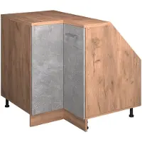 Vicco R-Line Hoekkeukenkast voor schuine wand – 75.6 cm met 1 deur, kastromp 60 cm diepte Beton
