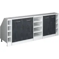 Vicco R-Line Keukenkast voor schuine wand – 210 cm Set van 5 kastrompen 60 cm diepte Zwart beton