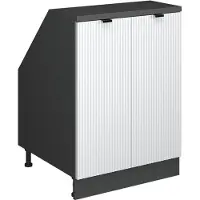 Vicco R-Line Keukenkast voor schuine wand – 60 cm met 2 deuren, kastromp 60 cm diepte Witte golf