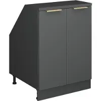 Vicco R-Line Keukenkast voor schuine wand – 60 cm met 2 deuren, kastromp 60 cm diepte Antraciet-goud
