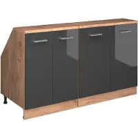Vicco Rion Kastenset voor schuine wand – 140 cm Set van 2 kastrompen 60 cm diepte Antraciet Hoogglans