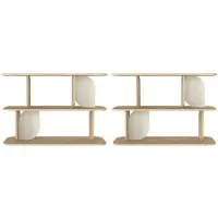 Vente-unique Set van 2 wandrekken met 2 planken - Licht naturel en beige - NELERIA