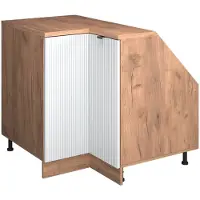 Vicco R-Line Hoekkeukenkast voor schuine wand – 75.6 cm met 1 deur, kastromp 60 cm diepte Witte golf