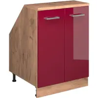 Vicco R-Line Keukenkast voor schuine wand – 60 cm met 2 deuren, kastromp 60 cm diepte Rode hoogglans