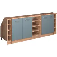 Vicco R-Line Keukenkast voor schuine wand – 210 cm Set van 5 kastrompen 60 cm diepte Blauw-grijs