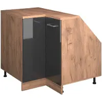 Vicco R-Line Hoekkeukenkast voor schuine wand – 75.6 cm met 1 deur, kastromp 60 cm diepte Antraciet Hoogglans