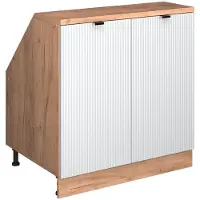 Vicco R-Line Keukenkast voor schuine wand – 80 cm met 2 deuren, kastromp 60 cm diepte Witte golf