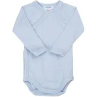 Joha baby romper - lange mouw - overslag wikkel - 100% merinowol - lichtblauw - maat 40