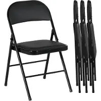 HOMCOM Folding Chair Stahl, Kunstleder 45L x 46B x 78H cm Schwarz